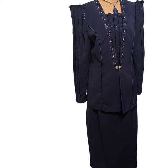 Lisa Rene 3-Piece Navy Skirt Set - Picture 3 of 5